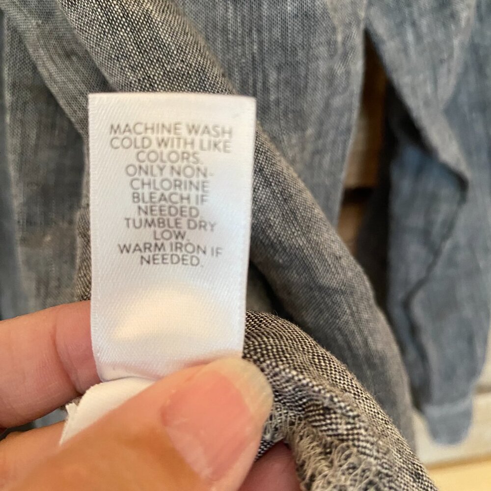 J. Jill Love Linen 100% Linen Gray Button Down Shirt Size L - Picture 10 of 14